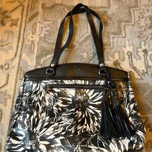 Patricia Nash Black and White Floral Shoulder Bag